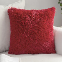 Red furry hot sale throw pillows